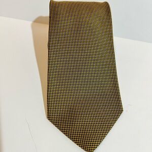 BROOKS BROTHERS MAKERS Necktie Mens 100% Silk Gold Black Geometric Vintage